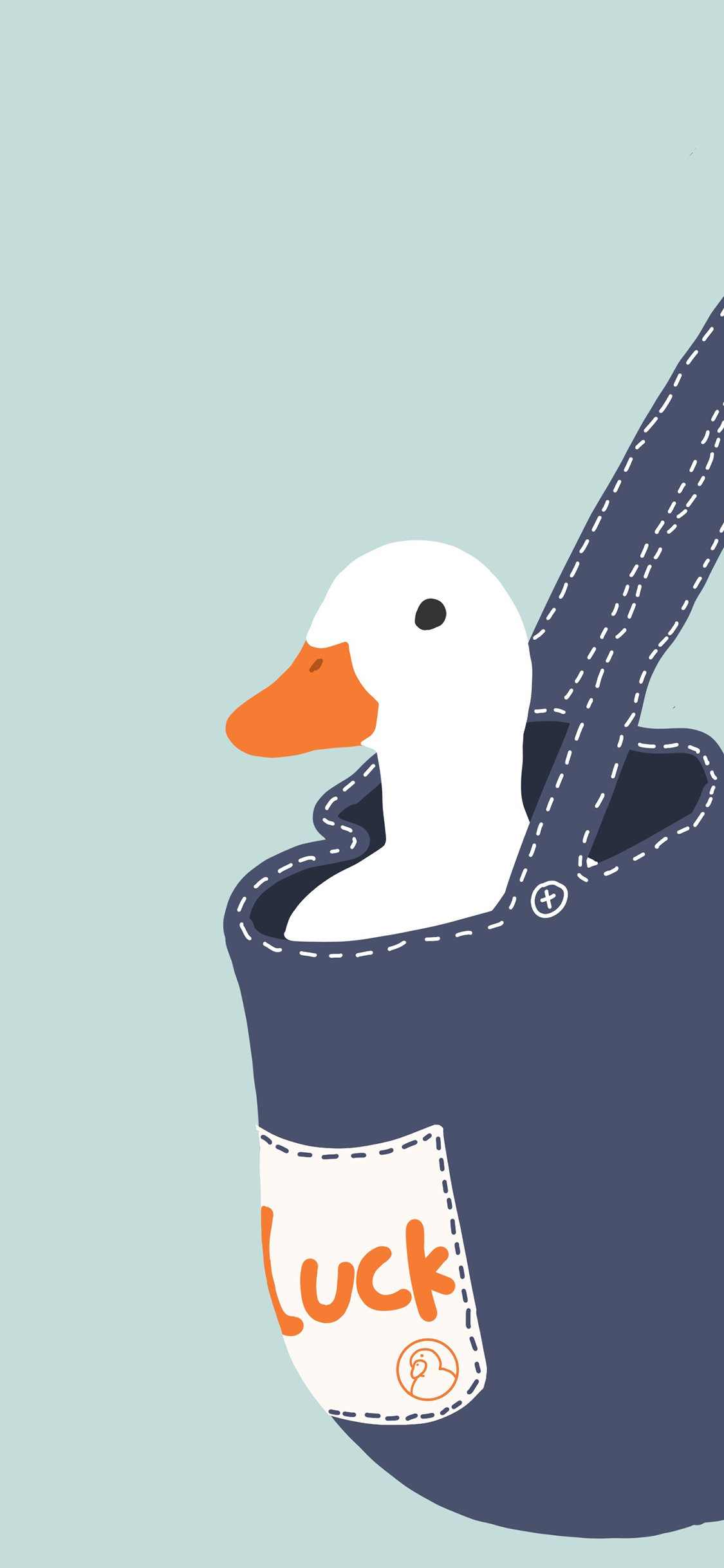 [2436×1125]鸭子 袋子 duck 蓝色 苹果手机动漫壁纸图片