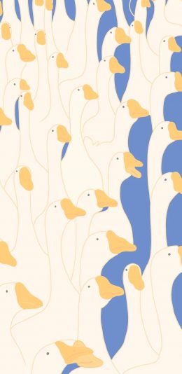 [2436x1125]鹅 家禽 密集 插画 平铺 苹果手机动漫壁纸图片