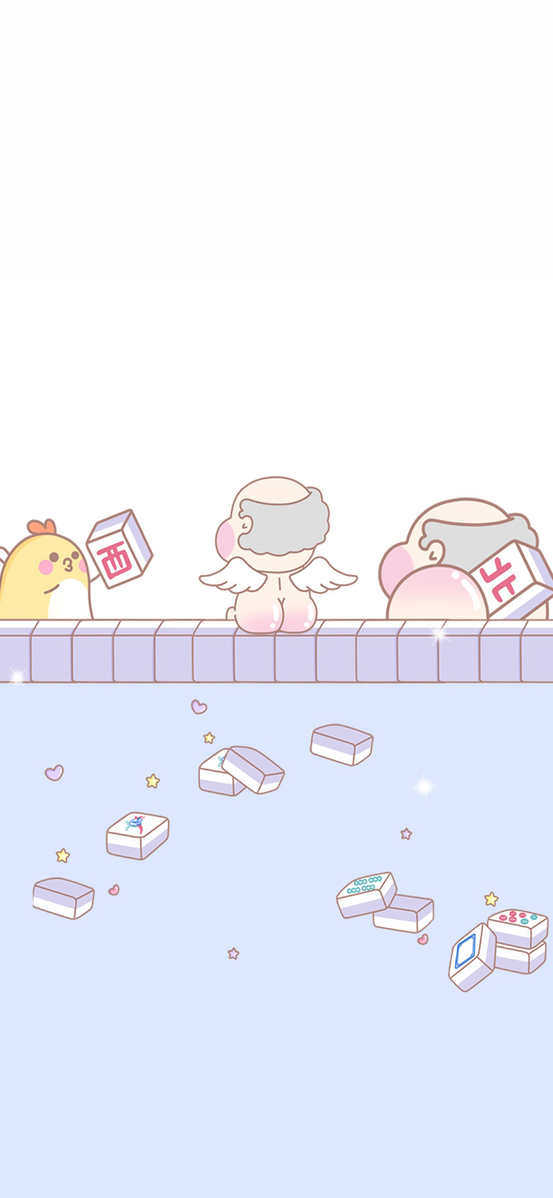 [2436×1125]麻将 屁股 秃头 翅膀 甜食 可爱 苹果手机动漫壁纸图片