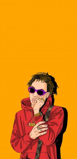 [2436x1125]黄色 潮图 rapper 脏辫 BananaB 苹果手机动漫壁纸图片