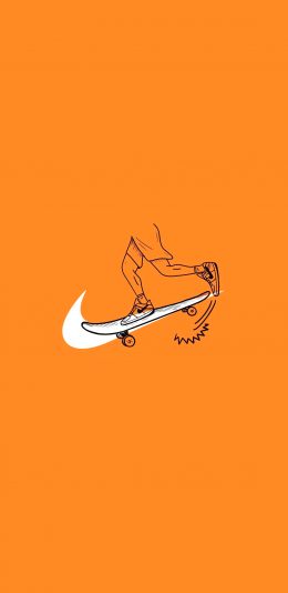 [2436x1125]黄色背景 logo Nike 恶搞 苹果手机动漫壁纸图片