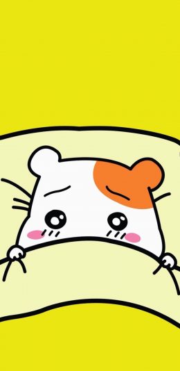 [2436x1125]黄色背景 动漫 仓鼠管家 苹果手机动漫壁纸图片