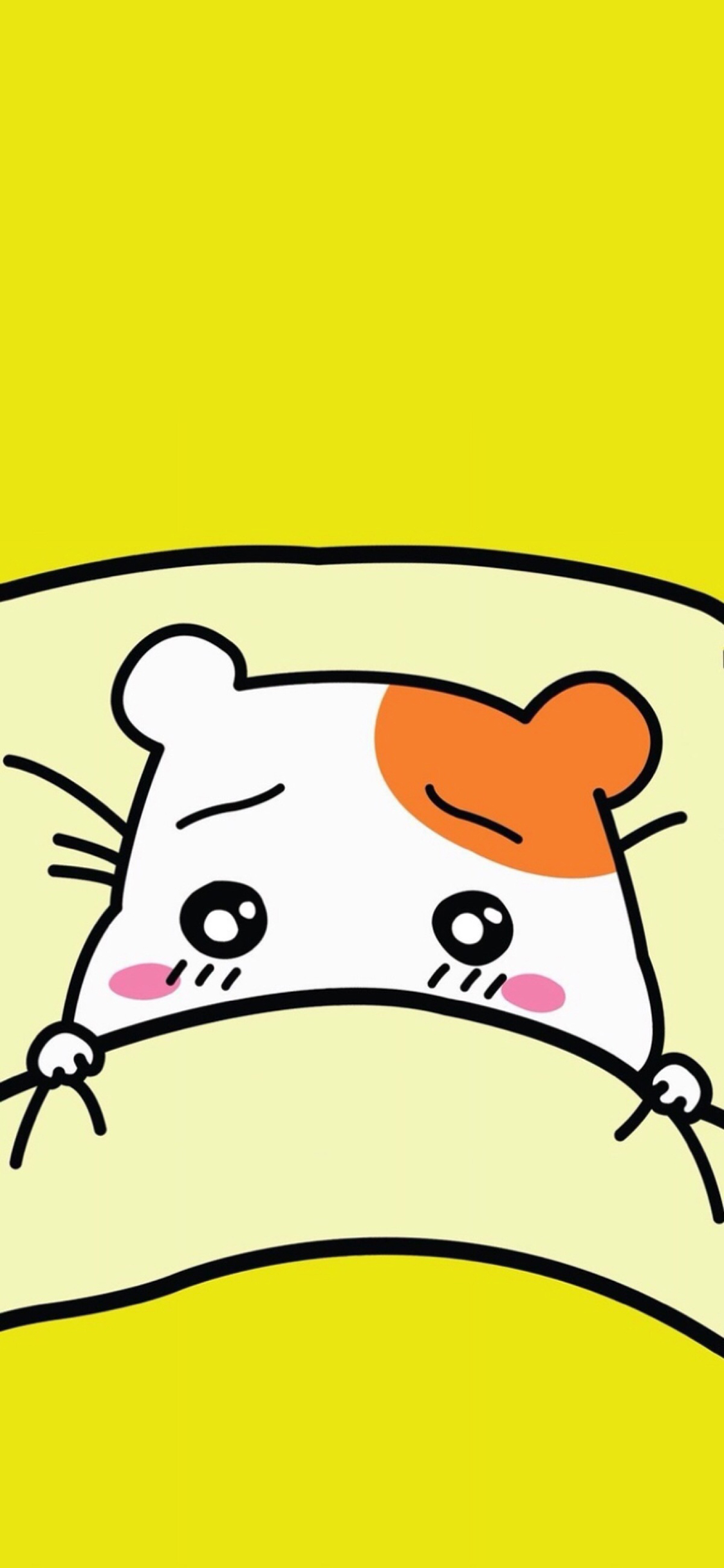 [2436×1125]黄色背景 动漫 仓鼠管家 苹果手机动漫壁纸图片