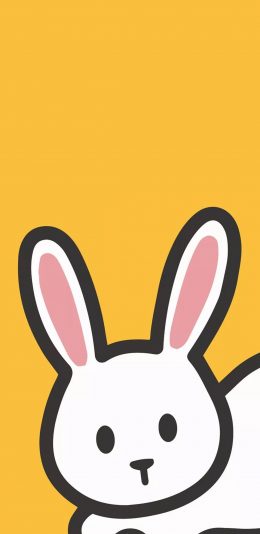 [2436x1125]黄色背景 卡通 兔子 rabbit 苹果手机动漫壁纸图片