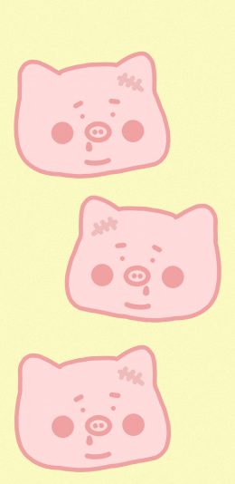 [2436x1125]黄色背景 卡通猪猪 堡堡猪 苹果手机动漫壁纸图片