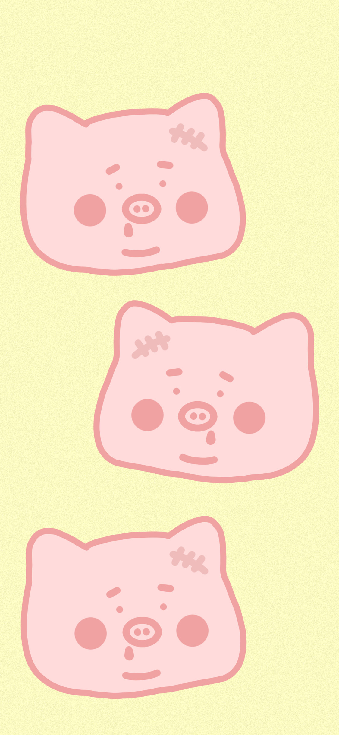 [2436×1125]黄色背景 卡通猪猪 堡堡猪 苹果手机动漫壁纸图片