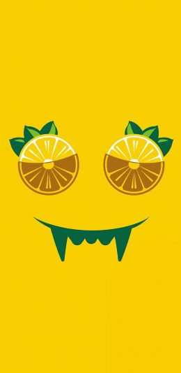 [2436x1125]黄色背景 维他 柠檬茶 插图 苹果手机动漫壁纸图片