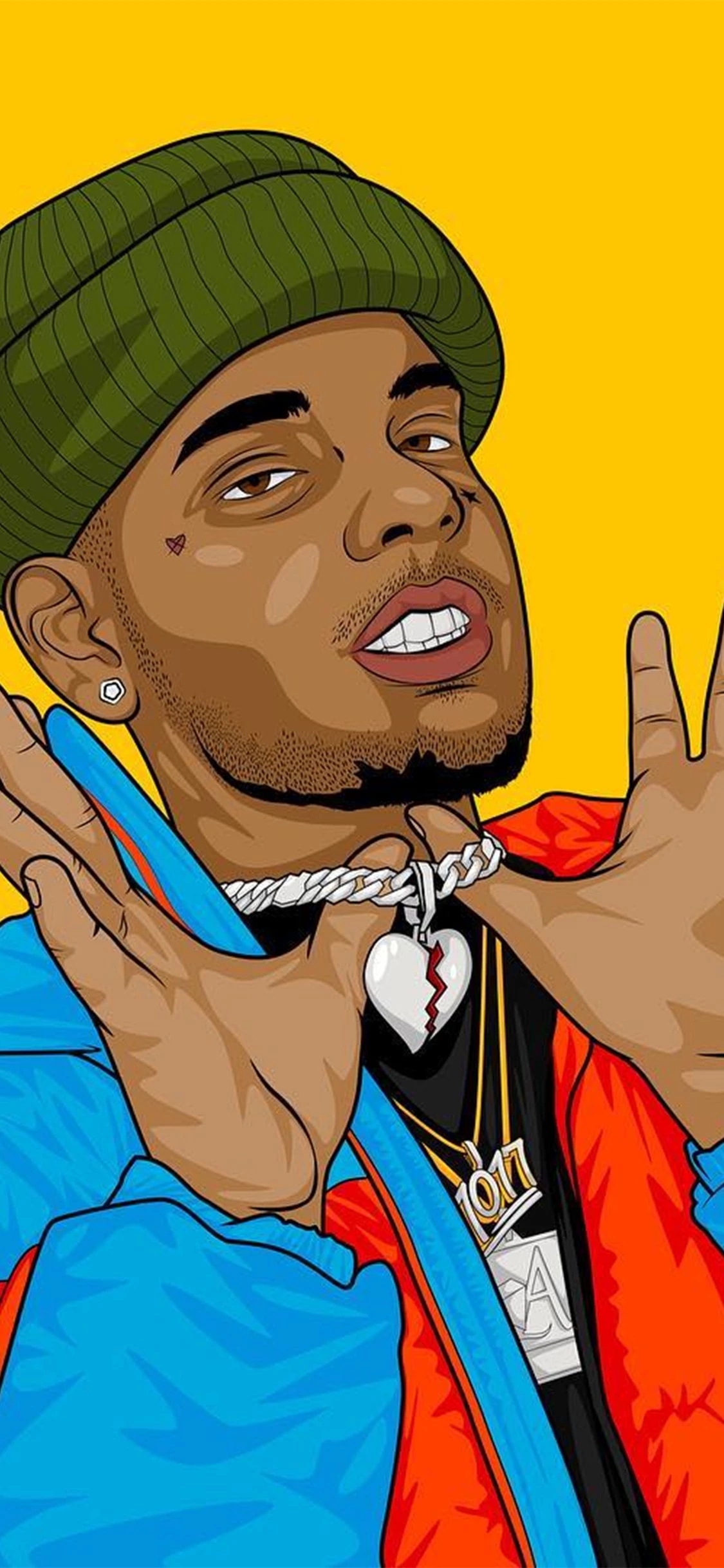 [2436×1125]黑人 潮图 时尚 色彩 欧美 苹果手机动漫壁纸图片