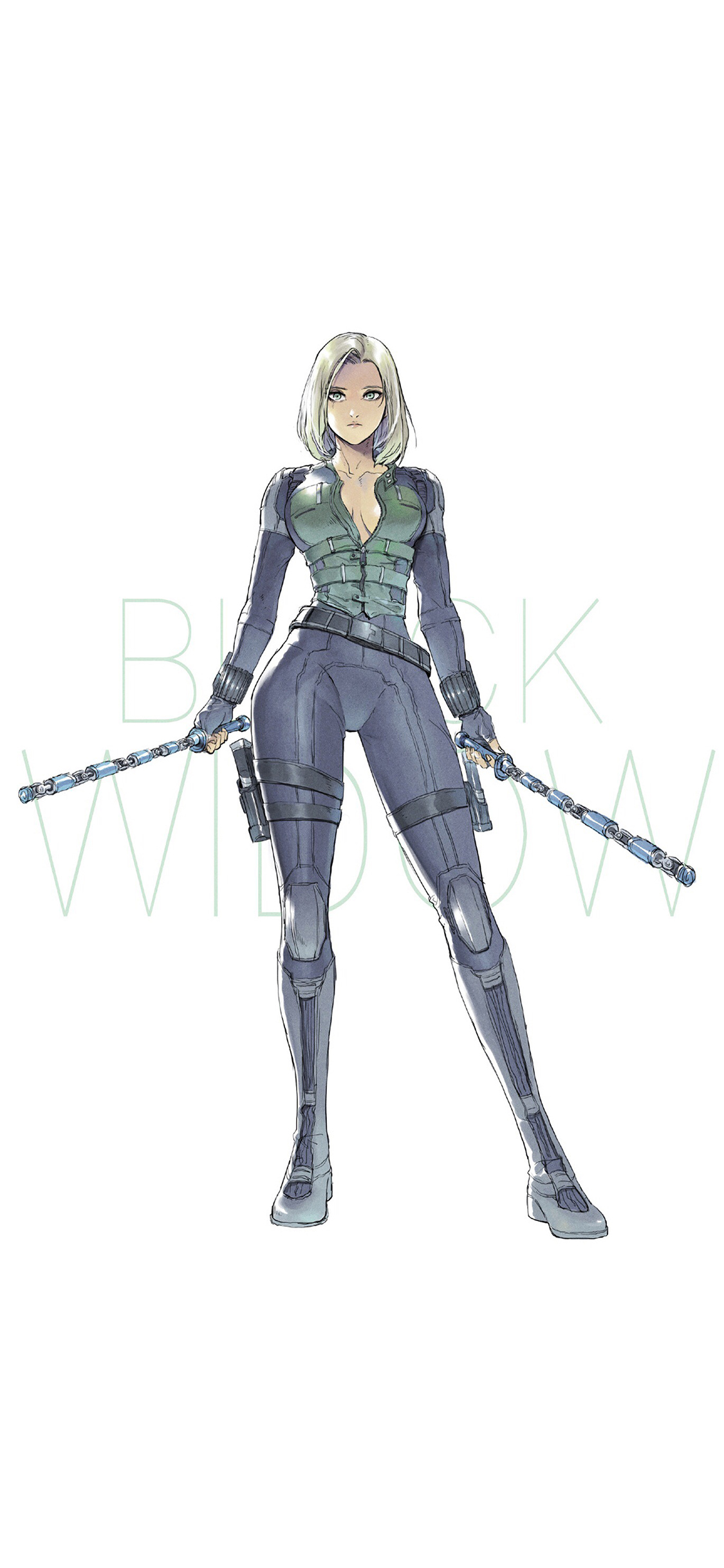 [2436×1125]黑寡妇 超级英雄 欧美 复仇者联盟 手绘 苹果手机动漫壁纸图片