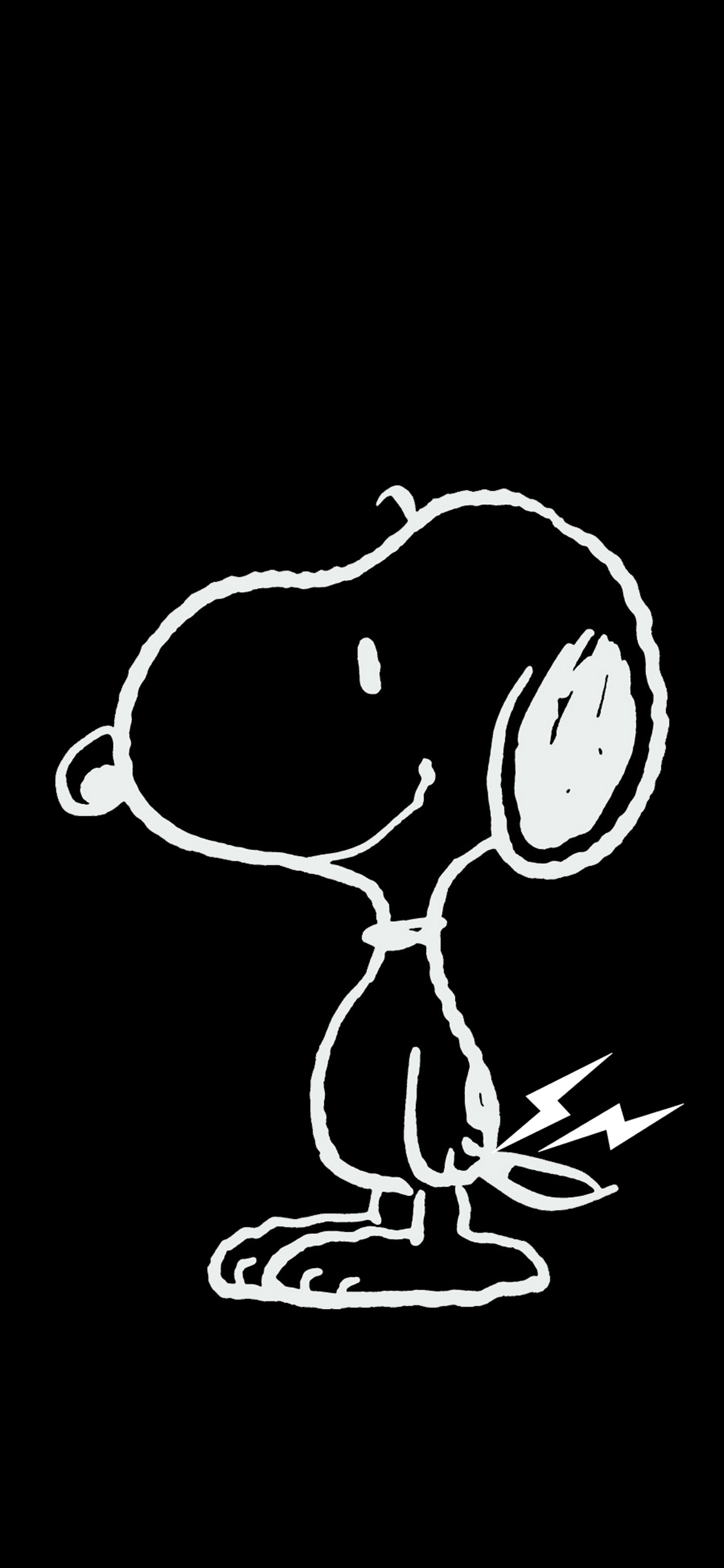 [2436×1125]黑白 史努比 卡通 苹果手机动漫壁纸图片
