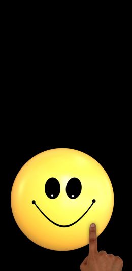 [2436x1125]黑色背景 emoji表情 微笑脸 苹果手机动漫壁纸图片