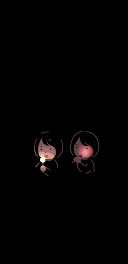 [2436x1125]黑色背景 卡通 女孩 棒棒糖 苹果手机动漫壁纸图片