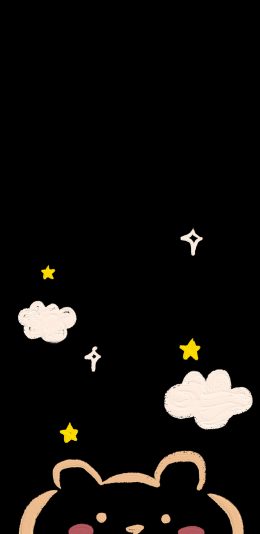 [2436x1125]黑色背景 卡通 小熊 星星 苹果手机动漫壁纸图片
