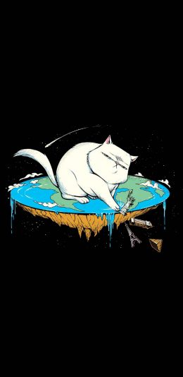 [2436x1125]黑色背景 卡通 猫咪 可爱 苹果手机动漫壁纸图片