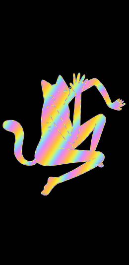 [2436x1125]黑色背景 猫咪 妖娆 色彩 苹果手机动漫壁纸图片