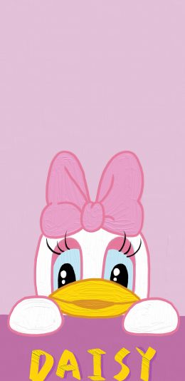 [2436x1125]黛丝 唐老鸭 粉 daisy 苹果手机动漫壁纸图片