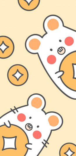 [2436x1125]鼠 可爱 门牙 金币 铜币 苹果手机动漫壁纸图片