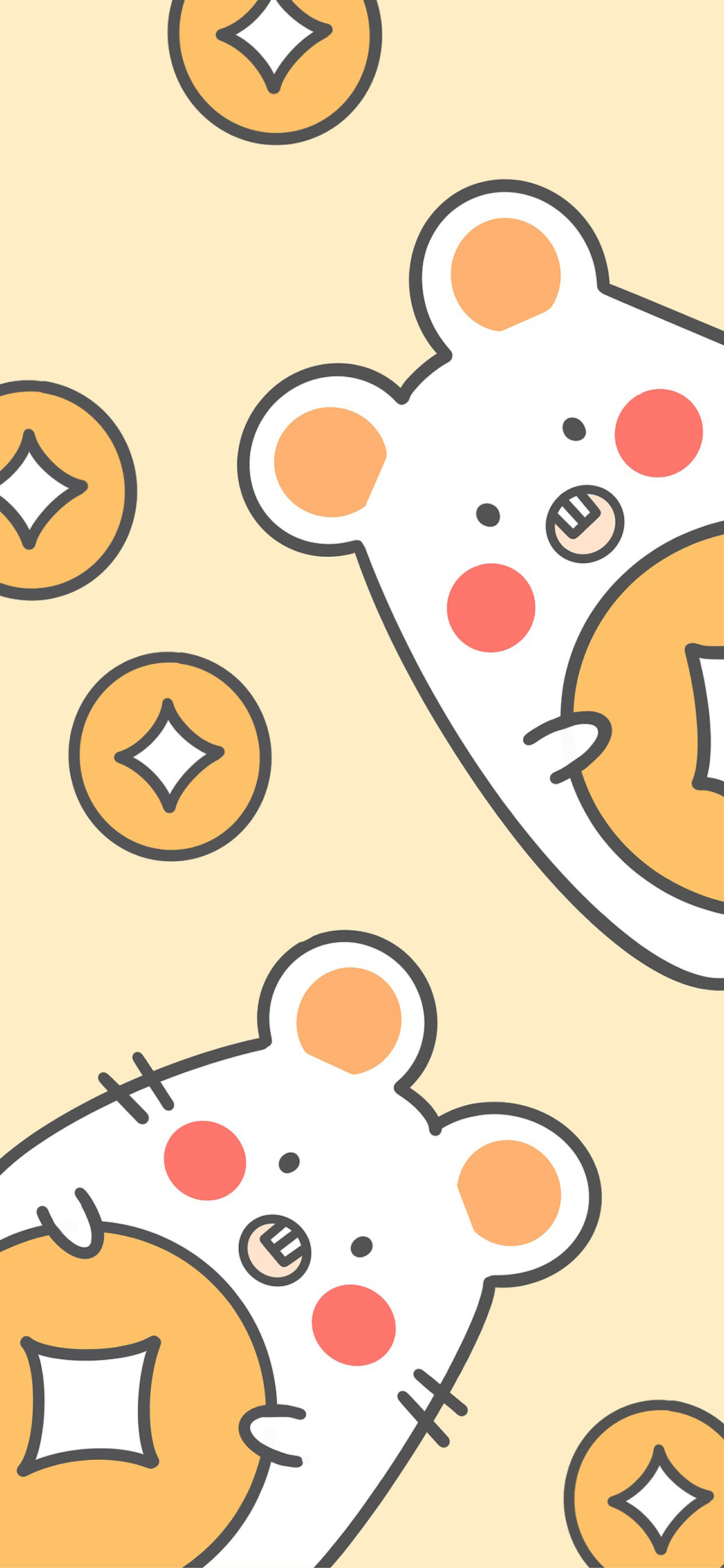 [2436×1125]鼠 可爱 门牙 金币 铜币 苹果手机动漫壁纸图片