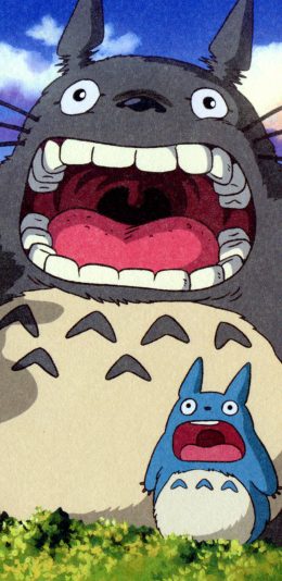 [2436x1125]龙猫 宫崎骏 日本 漫画 呼喊 牙齿 苹果手机动漫壁纸图片