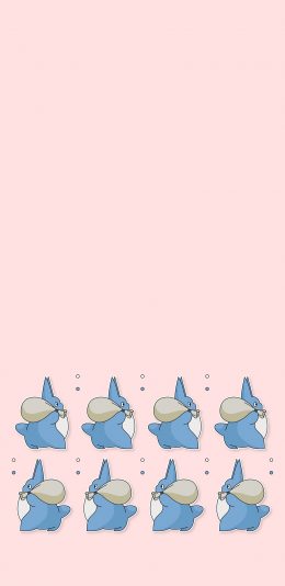 [2436x1125]龙猫 排列 粉色 宫崎骏 日本 动画 苹果手机动漫壁纸图片