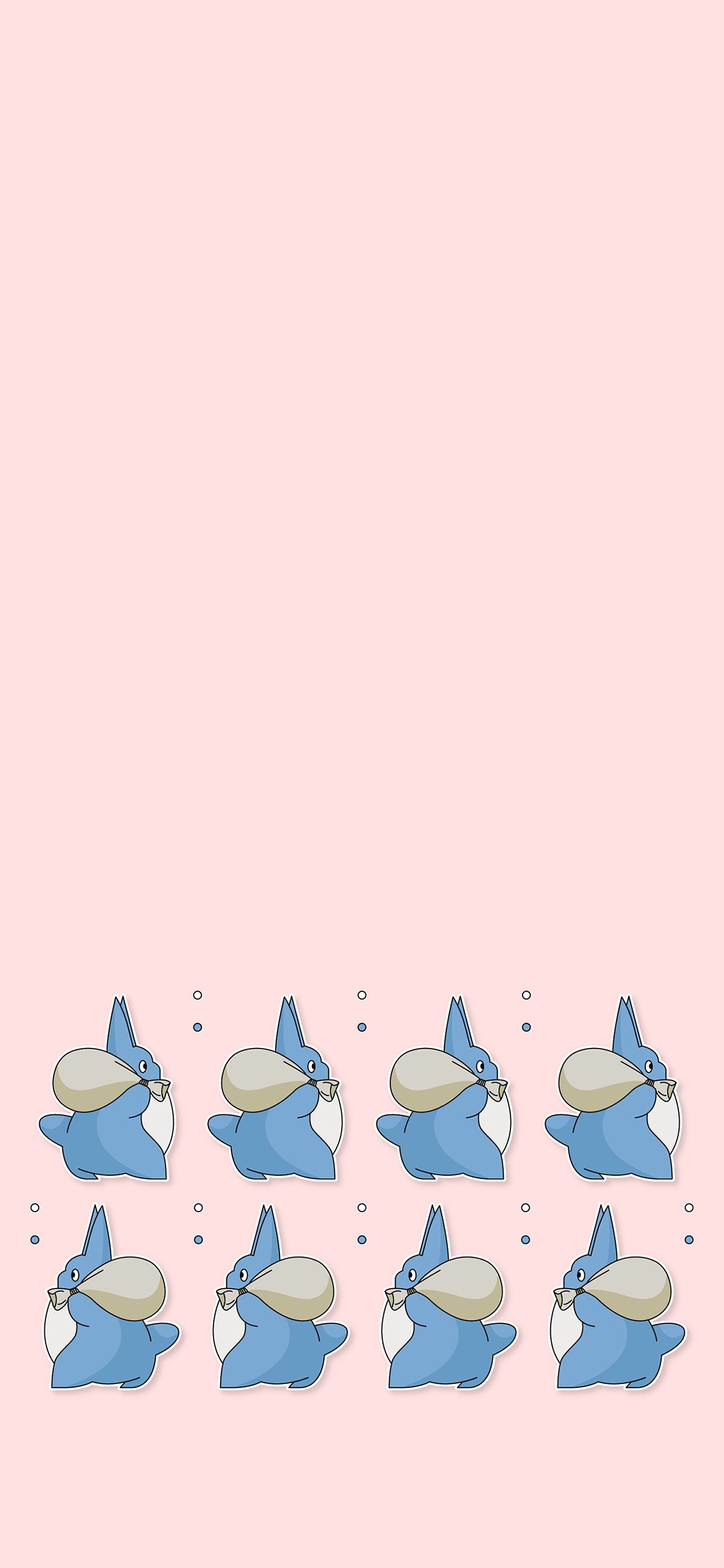 [2436×1125]龙猫 排列 粉色 宫崎骏 日本 动画 苹果手机动漫壁纸图片