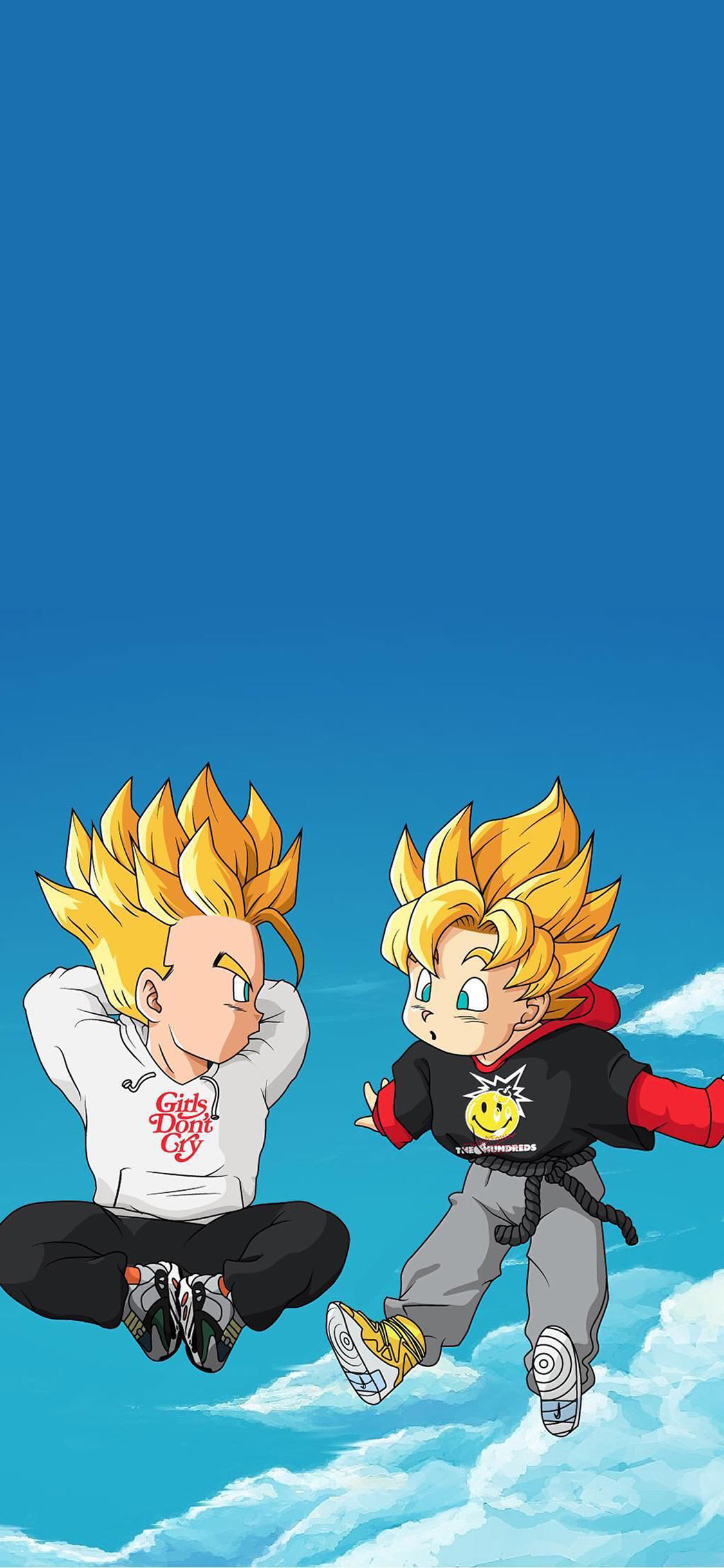 [2436×1125]龙珠 天空 潮服 动画 蓝色 苹果手机动漫壁纸图片