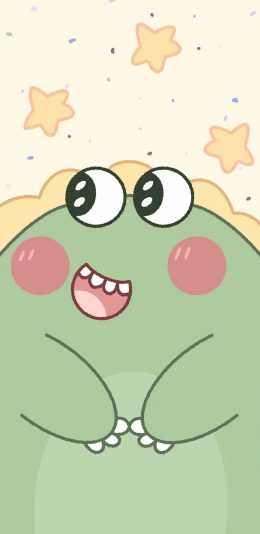 [2436x1125]卡通 小怪兽 可爱 五角星 小恐龙 苹果手机壁纸图片