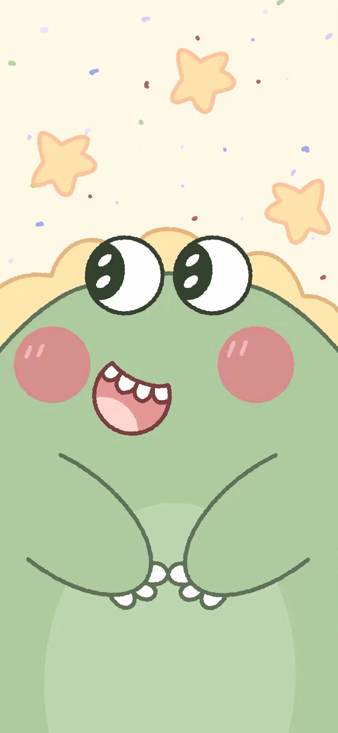 [2436×1125]卡通 小怪兽 可爱 五角星 小恐龙 苹果手机壁纸图片