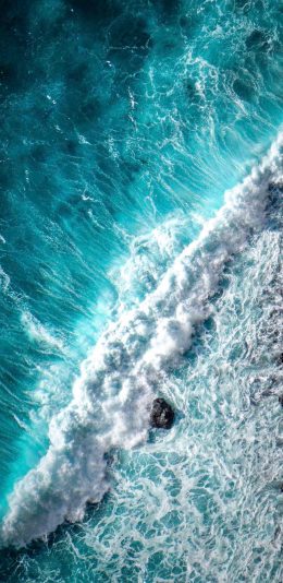 [2436x1125]海浪 海水 浪花 大海 苹果手机壁纸图片