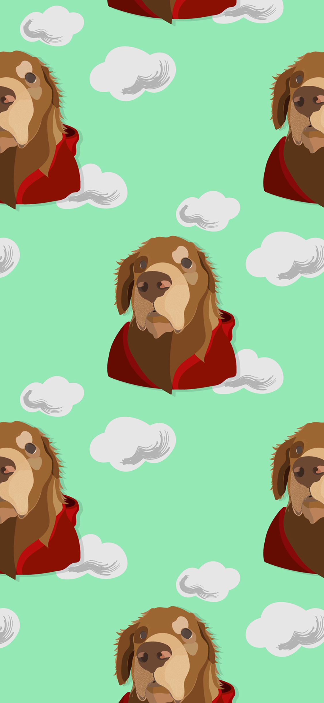 [2436×1125]狗 汪星人 平铺 云朵 苹果手机壁纸图片