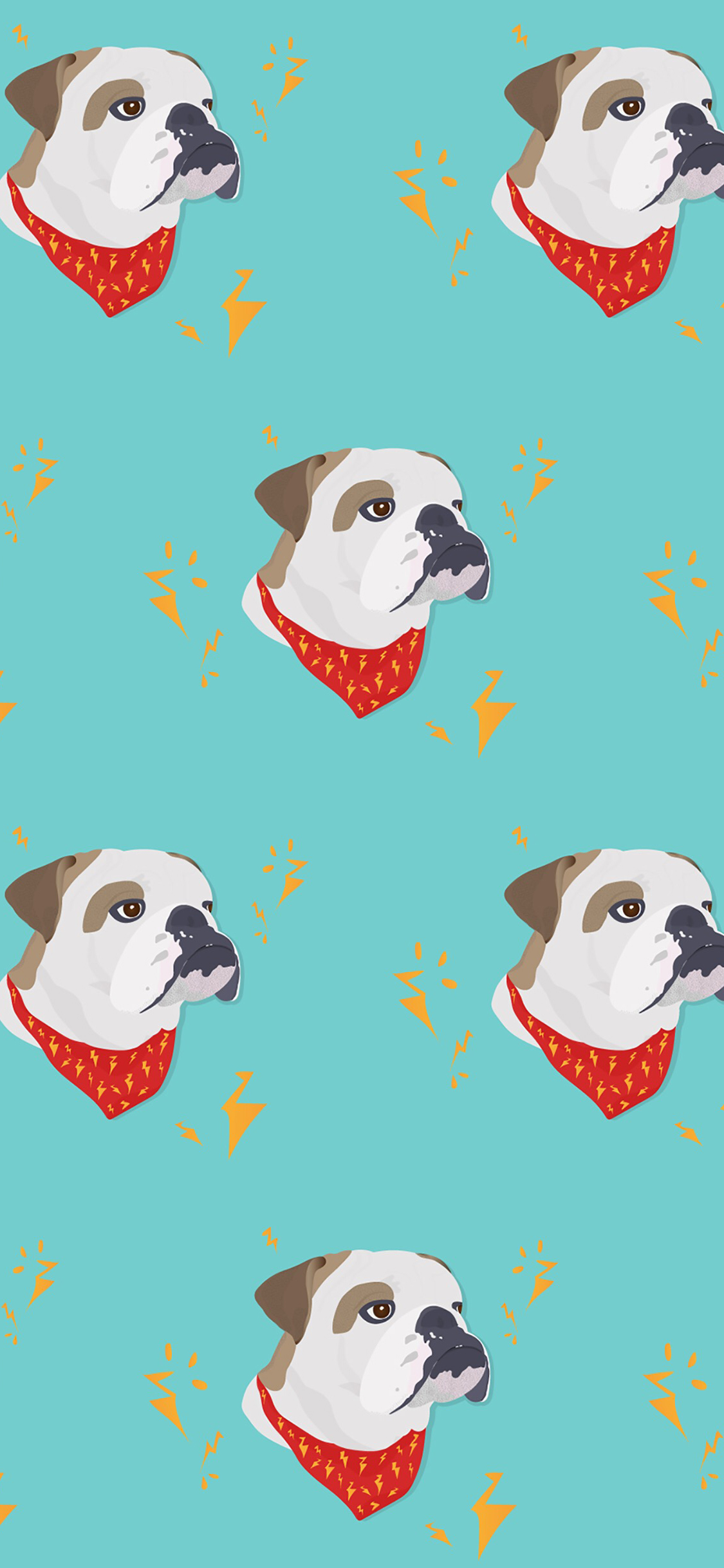 [2436×1125]狗 汪星人 平铺 蓝色 苹果手机壁纸图片