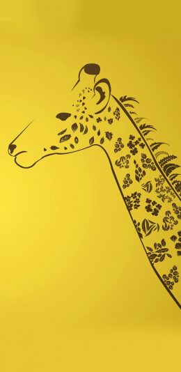 [2436x1125]简笔画 手绘 长颈鹿 黄色 苹果手机壁纸图片