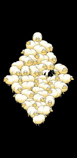 [2436x1125]绵羊 羊群 狼 绘画 苹果手机壁纸图片