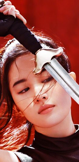 [2436x1125]刘亦菲 神仙姐姐 花木兰 剑 古风 演员 写真 苹果手机美女壁纸图片