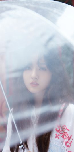 [2436x1125]宋祖儿 演员 明星 雨伞 艺人 苹果手机美女壁纸图片