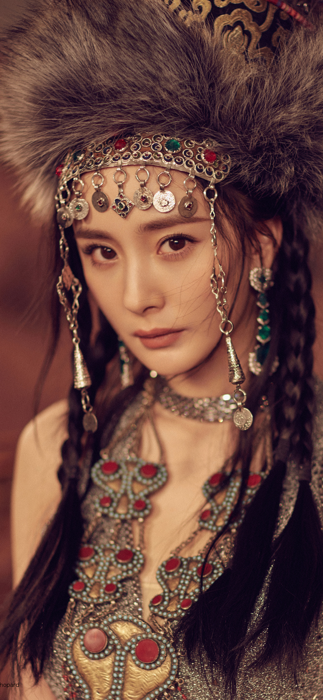 [2436×1125]杨幂 艺人 演员 造型 楼兰 苹果手机美女壁纸图片