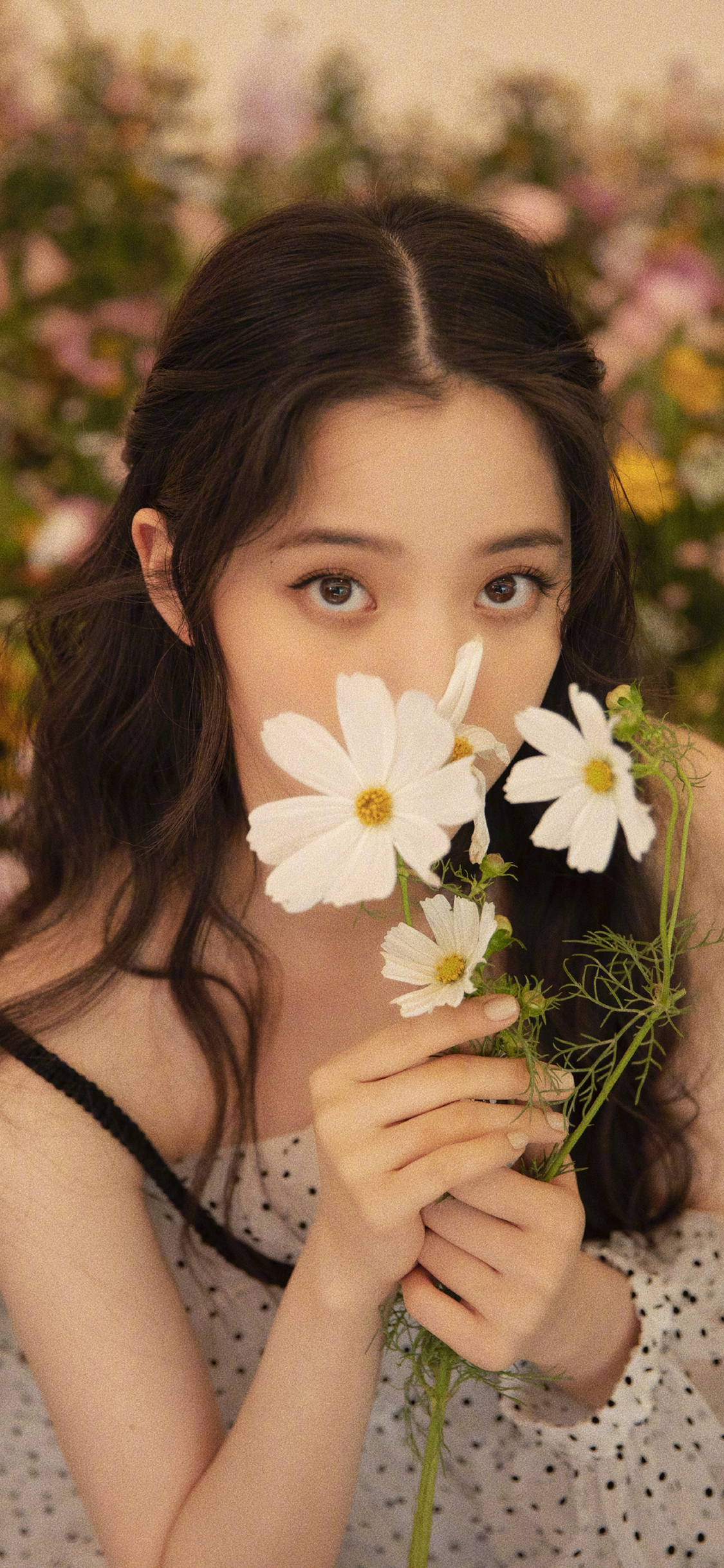 [2436×1125]欧阳娜娜 演奏家 明星 艺人 花 苹果手机美女壁纸图片