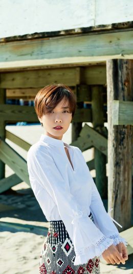 [2436x1125]短发 艺人 王珞丹 演员 苹果手机美女壁纸图片