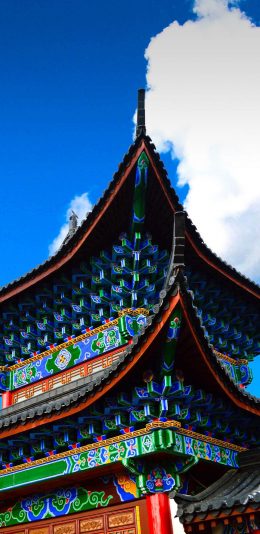 [2436x1125]云南 木府 建筑 屋檐 苹果手机壁纸图片