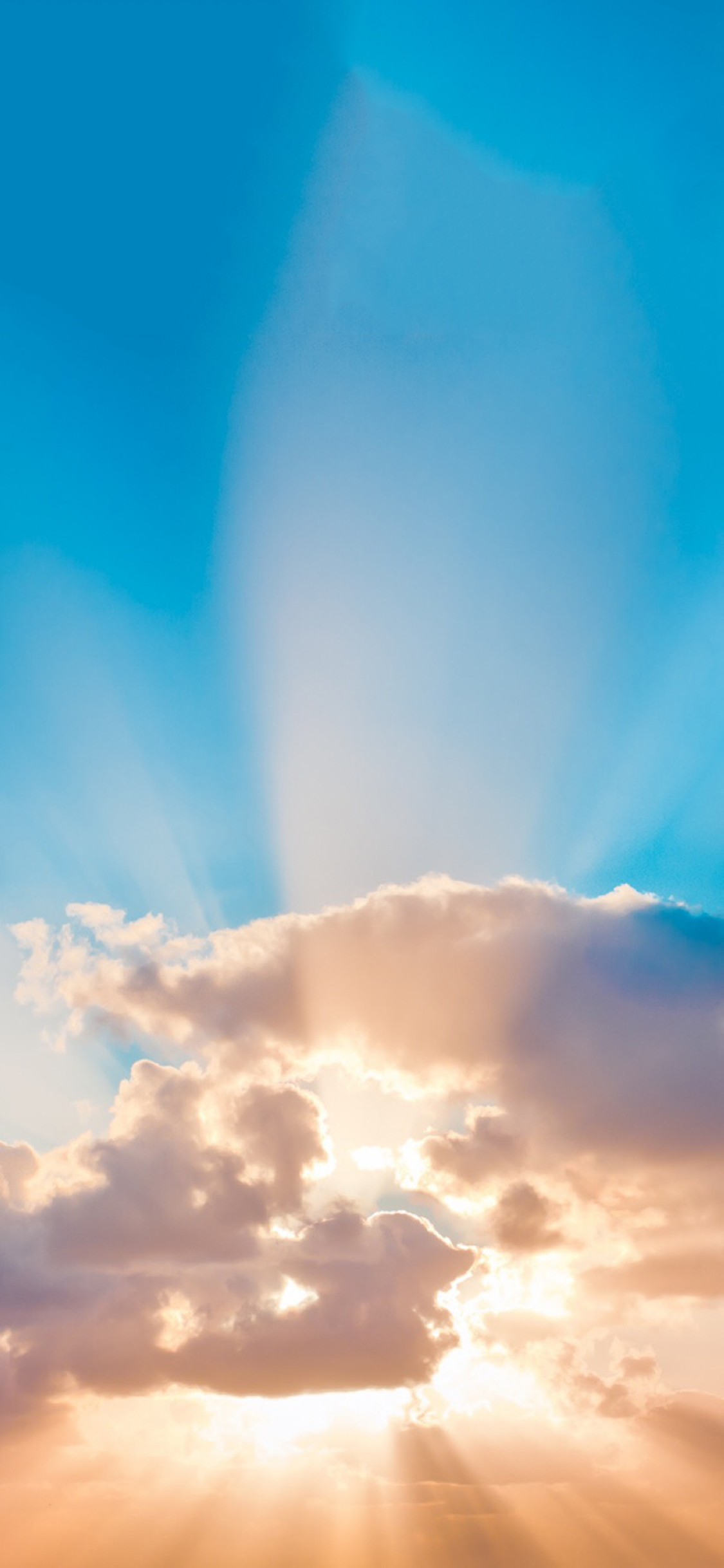 [2436×1125]云层 阳光 天空 穿透 苹果手机壁纸图片