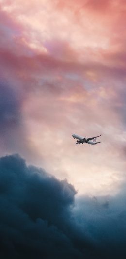 [2436x1125]云彩 飞机 天空 色彩 苹果手机壁纸图片