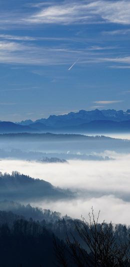 [2436x1125]云海 山脉 蓝天白云 大自然 壮观 苹果手机壁纸图片