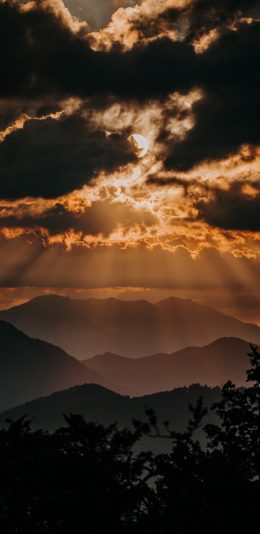 [2436x1125]云空 日出 乌云 山峰 自然美景