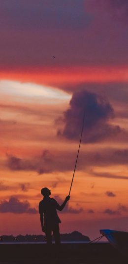 [2436x1125]云空 晚霞 红云 唯美 苹果手机壁纸图片