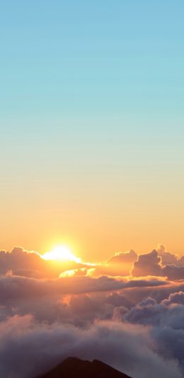 [2436x1125]云端 日出 云朵 太空 太阳 苹果手机壁纸图片