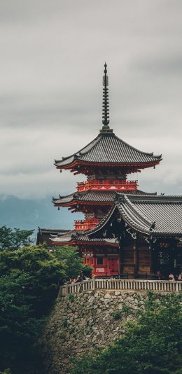 [2436x1125]五重塔 法隆寺 木结构建筑 寺庙 苹果手机壁纸图片