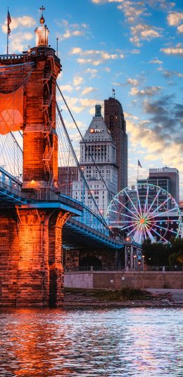 [2436x1125]交通 桥梁 英伦风 河流 苹果手机壁纸图片