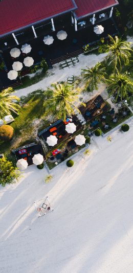 [2436x1125]俯拍 咖啡屋 户外 室外 苹果手机壁纸图片