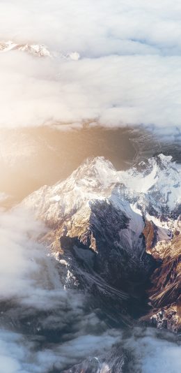 [2436x1125]俯拍 山顶 云层 崇山峻岭 苹果手机壁纸图片