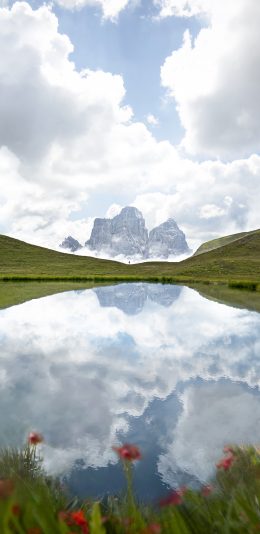 [2436x1125]倒映 云海 山水 高山 湖水 苹果手机壁纸图片